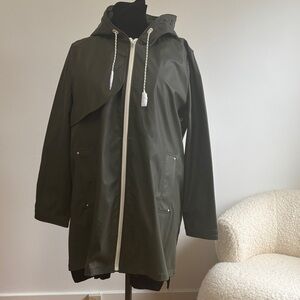 NWT Zara Olive Green Hooded Raincoat